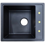 AZARIO Кухонная мойка Milas 480х420х197 кварцевая, прямоугольная, сифон в комплекте, цвет Черный (CS00097657) CS00097668