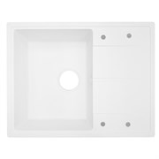 AZARIO Кухонная мойка Tavas 620х480х197 кварцевая, прямоугольная, сифон в комплекте, цвет Белый (CS00097670) CS00097670