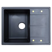AZARIO Кухонная мойка Tavas 620х480х197 кварцевая, прямоугольная, сифон в комплекте, цвет Черный (CS000976724) CS000976724