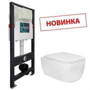 AZARIO Сет NEW Инсталляция для подвесного унитаза 3/6л + Подвесной унитаз FLAVIA слив "Торнадо" безободковый, с быстросъемным сиденьем микролифт (AZ-501A+AZ-0076 UQ1) AZ-501A+AZ-0076 UQ1
