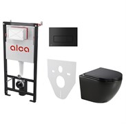 AZARIO Сет инсталляция Alсa AM101/1120-4:1 RU M578-0001 + унитаз Grado AZ-0046 чёрный матовый с сиденьем ми AM101/1120-4:1 RU M578-0001+AZ-0046N-MB