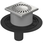 AZARIO Душевой трап DN50 12,2х12,2см, пластиковый, вертикальный слив, универсальный, решетка из нержавеющей стали (AZ-384 A) AZ-384 A