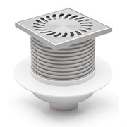 AZARIO Душевой трап DN50 12,2х12,2см, пластиковый, с воротником, вертикальный слив, универсальный, решетка из нержавеющей стали (AZ-420 X L) AZ-420 X L