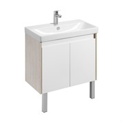 AQUATON Тумба под раковину Сканди Doors 80 Белый глянец/Дуб Верона (1A282901SDB20) 1A282901SDB20