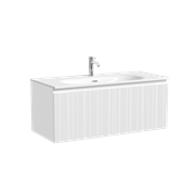 SANCOS Тумба подвесная с рельефным фасадом Code 990х453х400, c одним ящиком оснащенным доводчиками скрытого монтажа с системой Soft close (плавного закрывания), цвет белый , арт. CD100W CD100W