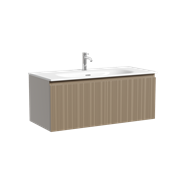 SANCOS Тумба подвесная с рельефным фасадом Code 990х453х400, c одним ящиком оснащенным доводчиками скрытого монтажа с системой Soft close (плавного закрывания), цвет серо- бежевый , арт. CD100GB CD100GB