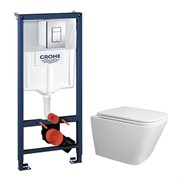 AZARIO Сет: Инсталляция Grohe Rapid SL 3 в 1 + Унитаз подвесной Azario Teramo, безободковый, слив "Скрытое Торнадо", сиденье микролифт (38772001+AZ-0052-UQ3) 38772001+AZ-0052-UQ3