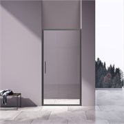 VINCEA Slim 8mm Душевая дверь распашная ширина 100 см, профиль - вороненая сталь / стекло - прозрачное VDP-4SL100CLGM