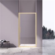 VINCEA Slim 8mm Душевая дверь распашная ширина 100 см, профиль - брашированное золото / стекло - прозрачное VDP-4SL100CLG
