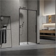 VINCEA Slim 8mm Душевая дверь распашная ширина 110 см, профиль - черный / стекло - прозрачное VDS-6SL110CLB