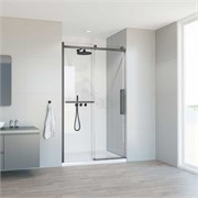VINCEA Como Soft Душевая дверь раздвижная ширина 130 см, профиль - вороненая сталь / стекло - прозрачное VDS-1CS130CLGM