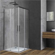 VINCEA Soft Душевой уголок квадратный размер 100x100 см, двери раздвижные, профиль - вороненая сталь / стекло - прозрачное VSS-3SO100CLGM
