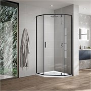 VINCEA Slim-U Душевой уголок пятиугольный размер 90x90 см, двери распашные, профиль - черный / стекло - прозрачное VSP-2SU900CLB