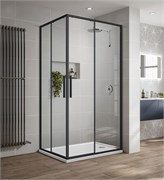 VINCEA Slim-U Душевой уголок квадратный размер 90x90 см, двери раздвижные, профиль - черный / стекло - прозрачное VSS-2SU900CLB