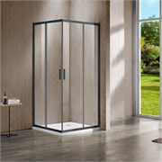 VINCEA Garda Душевой уголок квадратный размер 90x90 см, двери раздвижные, профиль - вороненая сталь / стекло - прозрачное VSS-1G900CLGM