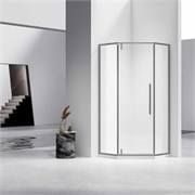 VINCEA Slim-N Душевой уголок пятиугольный размер 90x90 см, двери распашные, профиль - вороненая сталь / стекло - прозрачное VSP-4SN900CLGM