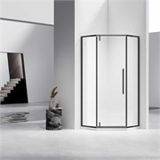 VINCEA Slim-N Душевой уголок пятиугольный размер 90x90 см, двери распашные, профиль - черный / стекло - прозрачное VSP-4SN900CLB