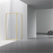 VINCEA Slim 8mm Душевой уголок квадратный размер 90x90 см, двери распашные, профиль - брашированное золото / стекло - прозрачное VSR-4SLP9090CLG