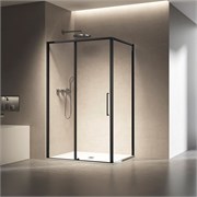 VINCEA Slim 8mm Душевой уголок прямоугольный размер 130x90 см, двери раздвижные, профиль - черный / стекло - прозрачное VSR-6SL9013CLB