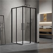 VINCEA Slim 8mm Душевой уголок прямоугольный размер 100x80 см, двери раздвижные, профиль - черный / стекло - прозрачное VSS-6SL8010CLB