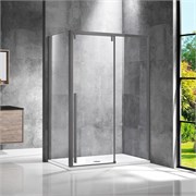 VINCEA Lugano Душевой уголок прямоугольный размер 120x90 см, двери раздвижные, профиль - вороненая сталь / стекло - прозрачное VSR-1L9012CLGM-1