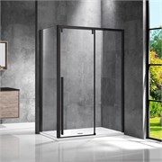 VINCEA Lugano Душевой уголок прямоугольный размер 150x90 см, двери раздвижные, профиль - черный / стекло - прозрачное VSR-1L9015CLB-1