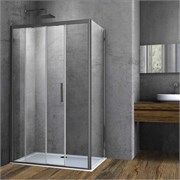VINCEA Soft Душевой уголок прямоугольный размер 110x80 см, двери раздвижные, профиль - вороненая сталь / стекло - прозрачное VSR-3SO8011CLGM