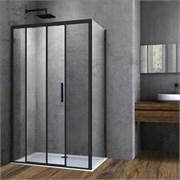 VINCEA Soft Душевой уголок прямоугольный размер 140x90 см, двери раздвижные, профиль - черный / стекло - прозрачное VSR-3SO9014CLB