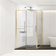 VINCEA Slim Soft Душевой уголок прямоугольный размер 130x80 см, двери раздвижные, профиль - брашированное золото / стекло - прозрачное VSR-1SS8013CLG