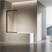VINCEA VSB-6E Шторка на ванну раздвижная/распашная ширина 90 см, профиль - черный / стекло - прозрачное VSB-6E900CLB-L