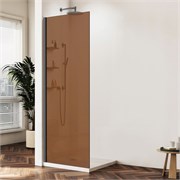 VINCEA Walk in WS Душевая перегородка ширина 90 см, профиль - вороненая сталь / стекло - янтарь VSW-1HWS900GSGM