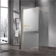 VINCEA Walk in Душевая перегородка ширина 100 см, профиль - золото матовое / стекло - зеркальное VSW-1H100MRG