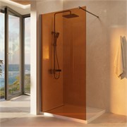 VINCEA Walk in Душевая перегородка ширина 100 см, профиль - золото матовое / стекло - янтарь VSW-1H100GSG