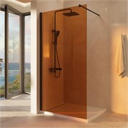 VINCEA Walk in Душевая перегородка ширина 90 см, профиль - черный матовый / стекло - янтарь VSW-1H900GSB