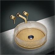 VINCEA Раковина стеклянная VBS-5GL04, 400*400*125, накладная, цвет прозрачный/золото VBS-5GL04