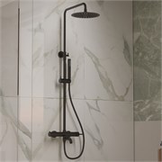 VINCEA Душевая стойка Villa VSFS-1VL1MB с изливом, 25см верх. душ из нерж. стали, черный VSFS-1VL1MB