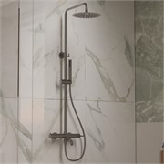 VINCEA Душевая стойка Villa VSFS-1VL1GM с изливом, 25см верх. душ из нерж. стали, вороненая сталь VSFS-1VL1GM