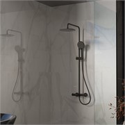 VINCEA Душевая стойка Rondo VSFS-1R1MB с изливом, черный матовый VSFS-1R1MB