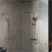 VINCEA Душевая стойка Rondo VSFS-1R1GM с изливом, вороненая сталь VSFS-1R1GM