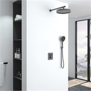 VINCEA Душевой комплект Inspire VSFW-3I21MT2GM встраиваемый, термостат, двухрежимный, вороненая сталь VSFW-3I21MT2GM