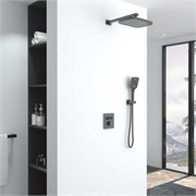 VINCEA Душевой комплект VSFW-321MT1GM встраиваемый, термостат, двухрежимный, вороненая сталь VSFW-321MT1GM