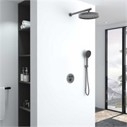VINCEA Душевой комплект Inspire VSFW-3I22MT2GM встраиваемый, термостат, двухрежимный, вороненая сталь VSFW-3I22MT2GM