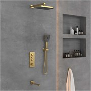 VINCEA Душевой комплект VSFW-433T1BG встраиваемый, термостатический, 3 режима, брашированное золото VSFW-433T1BG