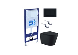 Set AQUATEK ВЕГА (рама AQUATEK Standard INS-0000012 с звукоиз.прокладкой+крепеж KKI-0000002+кнопкаKDI-0000012+унитаз ВЕГА AQ1905-MB с крышкой-сиденьем Set AQUATEK ВЕГА MB-012 4в1