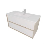 AQUATEK Комплект мебели: Тумба ЛИБРА с раковиной 100см, 2 ящика с системой push-to-open, корпус дерево,цвет фасадов белый мат AQ66100-DO-MW