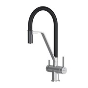 AM.PM Func Смеситель для кухни с каналом для питьевой воды и гибким изливом, сатин,черн. излив F8F07812