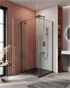 CEZARES Liner Душевой уголок квадратный размер 90x90 см двери распашные профиль - оружейная сталь / стекло - прозрачное LINER-A-1-90-C-GM-L