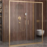 CEZARES Molveno Душевой уголок прямоугольный размер 170x90 см двери раздвижные профиль - брашированное золото / стекло - прозрачное MOLVENO-AH-2/2-170/90-C-BORO-IV