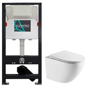 AZARIO Сет: Инсталляция для подвесного унитаза  NEW 3/6л + Унитаз подвесной  Grado безободковый, слив 