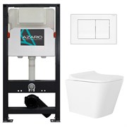 AZARIO Сет: Инсталляция для подвесного унитаза  NEW 3/6л + Унитаз подвесной  Teramo, с сиденьем микролифт + Клавиша смыва, глянцево-белая (AZ-501A+AZ-0052+AZ-001.01) AZ-501A+AZ-0052+AZ-001.01